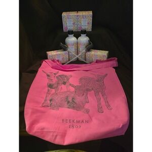 Beekman 1802 Plumeria Butterfly Garden Goat Milk Body Care Set with Pink Tote